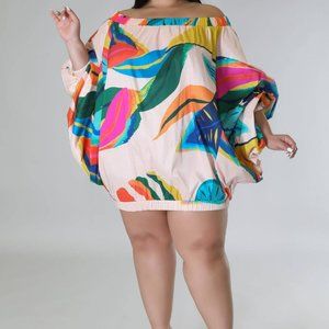 Plus size clothing Off Shoulder Long Sleeve Top